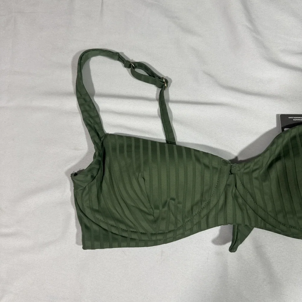 NWD $32 Target x Vitamin A [ XL ] Ribbed Demi Bikini‎ Top Green #U1748